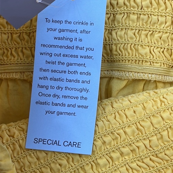 NWT Lane Bryant 14,Yellow Strapless Smocked 100% Cotton Feminine Bohemian Blouse - Picture 7 of 14